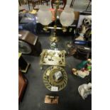 Embossed Brass lamp & mixed metalware