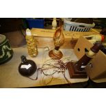 4 vintage table lamps (all need re-wiring)