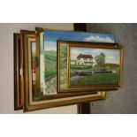 Eight oil paintings - John Stephens of Northumberland, framed, mixed scenes