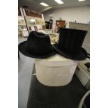 Cutherbertson The Monarch Top Hat with Lock & Co box 1950 & Man's shop Trilby Hat
