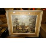 Pair of Oil on Boards of Cambridge Cottage Scene