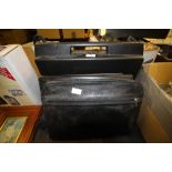 3 leather attache cases and a brief case