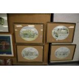 4 gilt framed pen & ink - Stately Homes