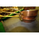 3 copper & brass pans