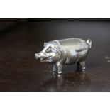 Early 20th Century white metal pig vesta case