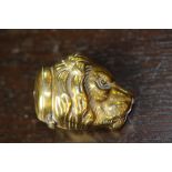 Victorian brass lion head vesta case