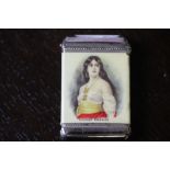 Early 20th century chromed and celluloid advertising vesta case for Red Star Brand Binder Twine