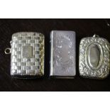 Three Victorian plated vesta cases