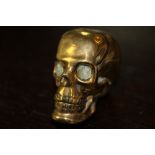 Late Victorian brass skull vesta case