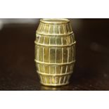 Late Victorian brass barrel vesta case