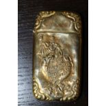 Late 19th Century American embossed brass vesta case worded 'The John Hauck Brewing Co. Cincinnati'