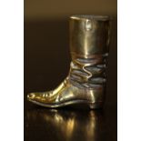 Victorian brass vesta case modelled as a riding boot