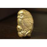 Early 20th Century embossed brass bird and toad vesta case