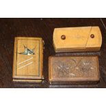 Three 19th Century Continental carved and painted wood vesta cases