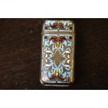 Victorian plated and champleve enamel vesta case (slight chipping and minor dents)