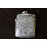 Edward VII silver vesta case, engraved body with vacant cartouche by W.T. Birmingham 1903, 25 grams