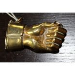 Late Victorian silvered brass fist vesta case (silvering worn)