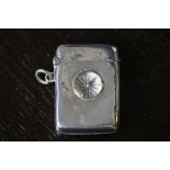 Edwardian VII silver vesta case, front inset with compass, Birmingham 1901