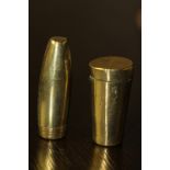 Two 19th Century brass vesta cases with plain tapered bodies
