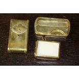 Three late Victorian/early 20th century brass vesta cases, one with miniature portrait slide