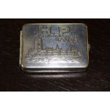 Chromed metal advertising vesta case for HP Sauce (worn)