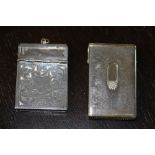 Chromed metal 'Asphaltmac' branded vesta case and a chromed metal matchbook holder