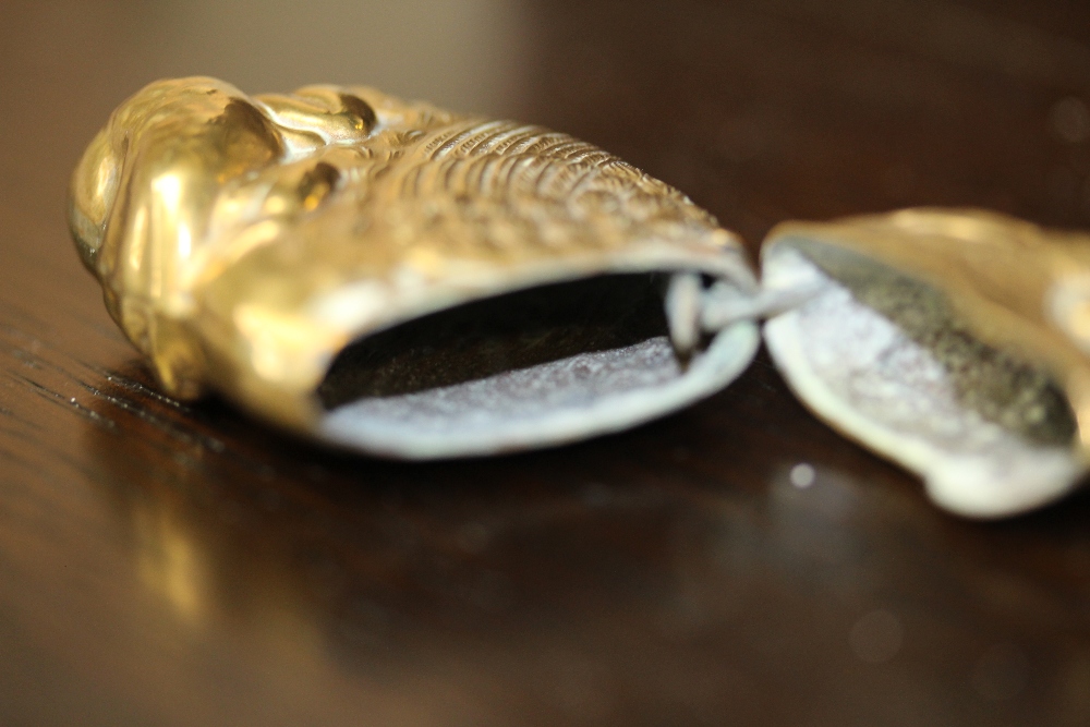 Early 20th Century embossed brass bird and toad vesta case - Image 4 of 4