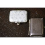 Late Victorian ladies plated and brass 'purse; style vesta case with clover pattern case and a