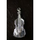 White metal violin pattern vesta case (dented)