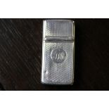 Unusual Victorian silver combined vesta case and cigar cutter with 'basket weave' engine turning and