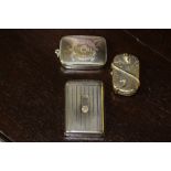 Late Victorian plated brass vesta case, modelled with a snake enveloping planished body, a Harry