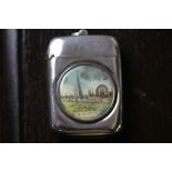 Late Victorian plated vesta case inset with image of Blackpool Big Wheel (operational 1896-1928) (