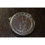 Victorian white metal mounted cartwheel penny vesta case, formed of a split coin