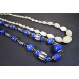 Lapiz Lazuli & White Metal bead necklace and a Moonstone necklace