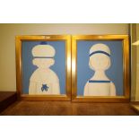 20th Century pair of oil paintings boy and girl, framed