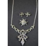 'Marcasite Suite' - necklace, brooch, earrings