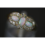 18ct Gold Opal & Diamond Ring size N/O 4.5g