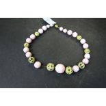 Antique Chinese Pink Coral & Ivory bead necklace