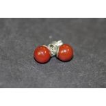 Cornelian silver stud earrings