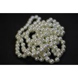 Simulated Pearl knotted single strand necklace, 71cm long