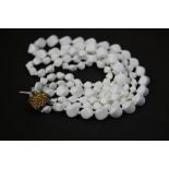 3 strand milk glass necklace