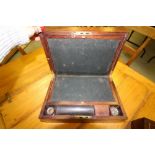 19th C Mahogany Writing Box with secret drawer & ink wells