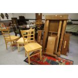 Oak refectory table and four chairs