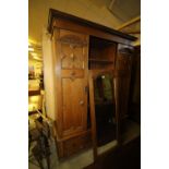 Oak 1930s mirror door wardrobe