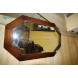 Bevelled oak framed mirror