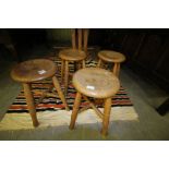 Set of 4 elm round stools