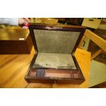 C19th Rosewood writing slope/box with key, Maltese Cross brass inlaid escutcheon