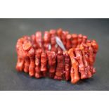 Stained coral bead bracelet