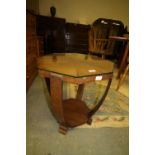 Art Deco walnut octagonal coffee table (A/F)