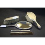 George VI Silver 4-piece dressing table set, Birmingham 1954 & similar comb mount